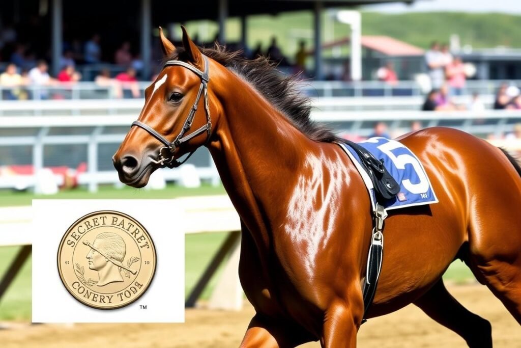 Image showing Secretariat with reference to the famous coin toss that determined his ownership